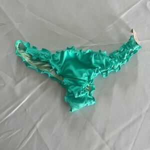 Victoria Secret PINK Swim Bottom Ruffle Cheeky Scrunch  seafoam green New XS set